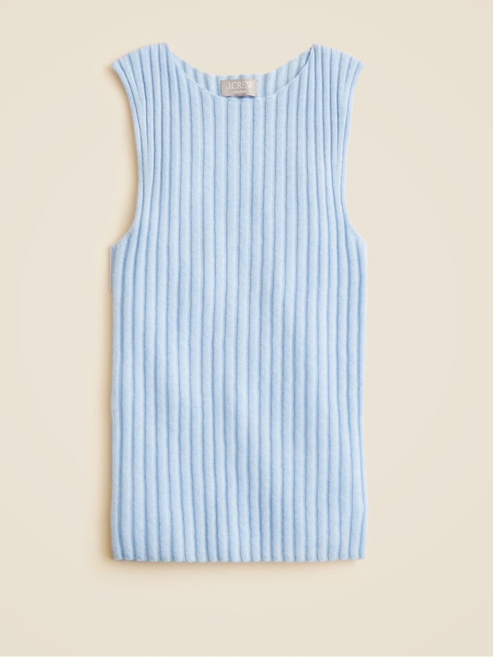 J. crew cashmere wide rib shell tank knit sweater top heather river baby blue
